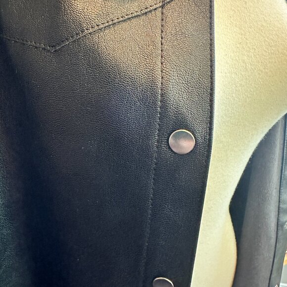 Faux Black Pebbled Leather Button Down Shirt - Picture 6 of 7